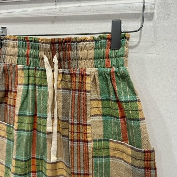 Urban Outfitters Fall Plaid Mini Skirt Drawstring Large Pockets Cotton XS - Picture 3 of 7